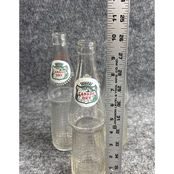 Canada Dry Clear Glass Bottles 10 Fl Oz Set Of 3 Embossed Textured Pattern Vtg - Picture 4 of 6